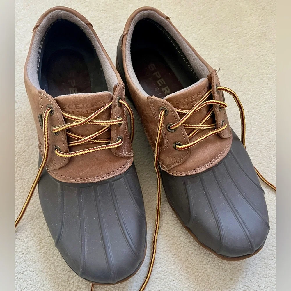 🍒SPERRY 10M Women's / sz 8.5 Men's DUCK SHOES 3-Eye Tie Boots Waterproof Unisex